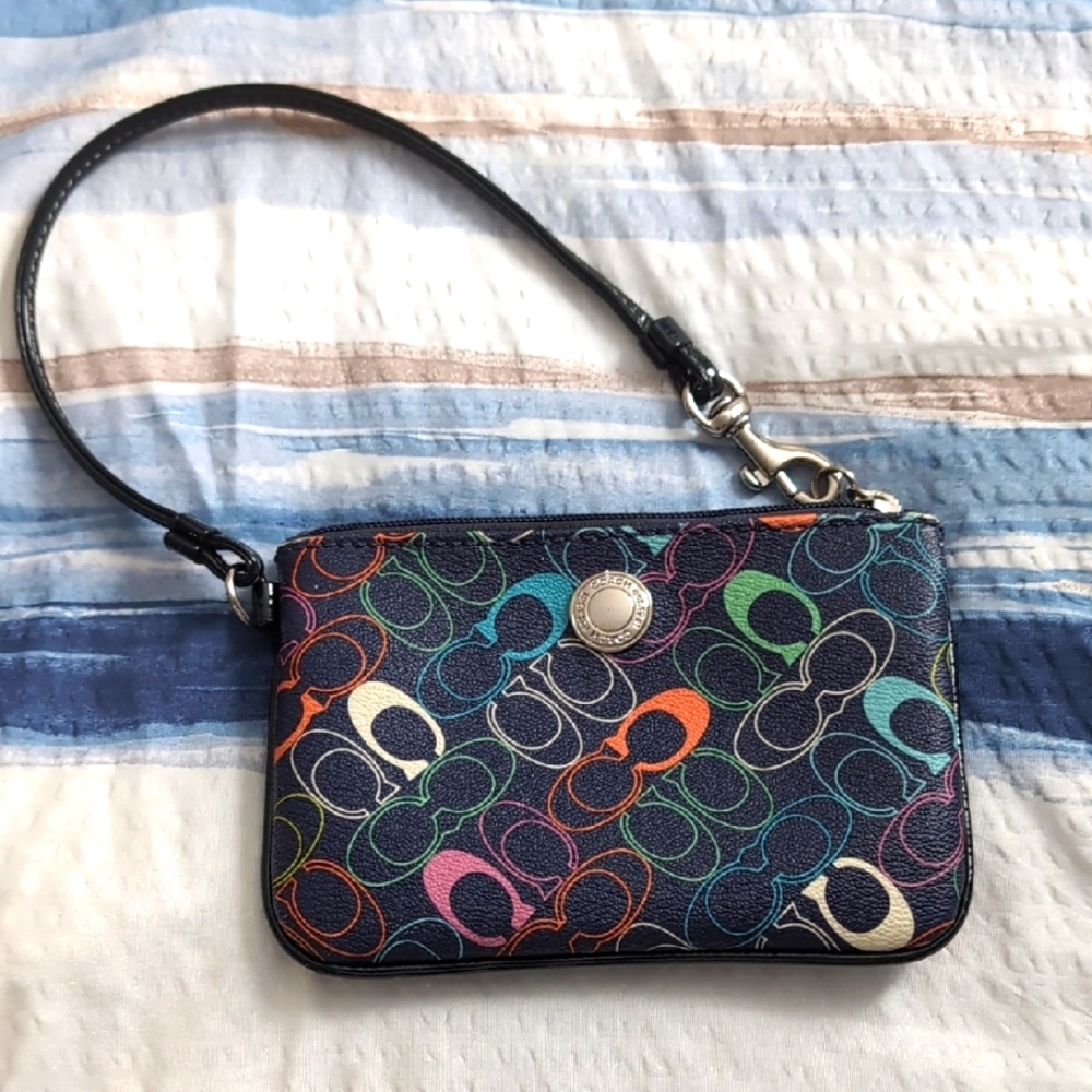Coach Black Clutch with Textured Design
